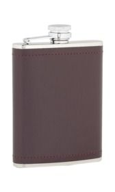 6oz Burgundy Leather Stainless Steel Flask