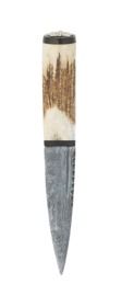 Staghorn Damascus Sgian Dubh with Thistle & Black Sheath