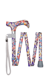 Mini Butterflies Pattern Folding Stick With Patterned Handle