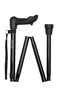 Black Anatomical Handle Folding Stick (Left Hand) Thumbnail