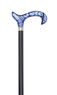 Black Dress Cane With Blue Acrylic Derby Handle Thumbnail