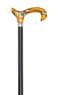 Black Dress Cane With Orange Acrylic Derby Handle Thumbnail