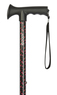 Black Floral Pattern Adjustable Stick With Gel Grip Handle Thumbnail