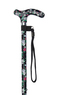 Black Floral Pattern Petite Handle Adjustable Stick Thumbnail