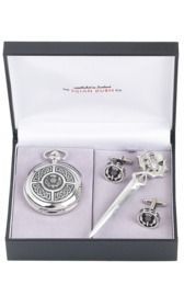 Celtic & Thistle 3 Piece Quartz Pocket Watch Gift Set