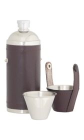 8oz Burgundy Leather Sportsman Flask With Cups