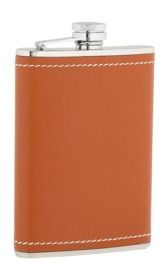 8oz Tan Leather and Stainless Steel Flask