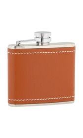4oz Tan Leather Stainless Steel Flask