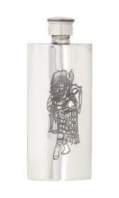 3oz Slim Piper Pewter Flask