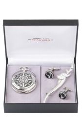 Stag Head 3 Piece Mechanical Pocket Watch Gift Set