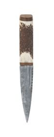 Staghorn Damascus Sgian Dubh With Walnut