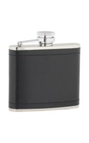 4oz Black Leather And Stainless Steel Flask