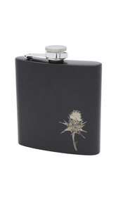 6oz Thistle Black Matt Stainless Steel Flask