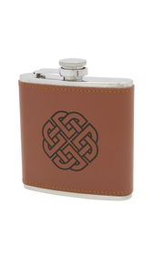6oz Celtic Tan Leather Stainless Steel Flask