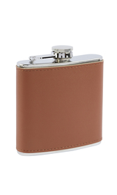 6oz Tan Leather Stainless Steel Flask with Funnel