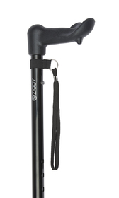 Black Anatomical Handle Adjustable Stick With Shock Absorber (Left Hand)