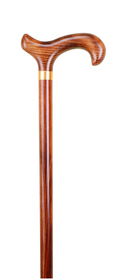 Brown Flame Scorched Derby Handle Walking Stick