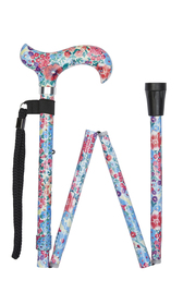 Multi Floral Pattern Folding Stick With Patterned Handle