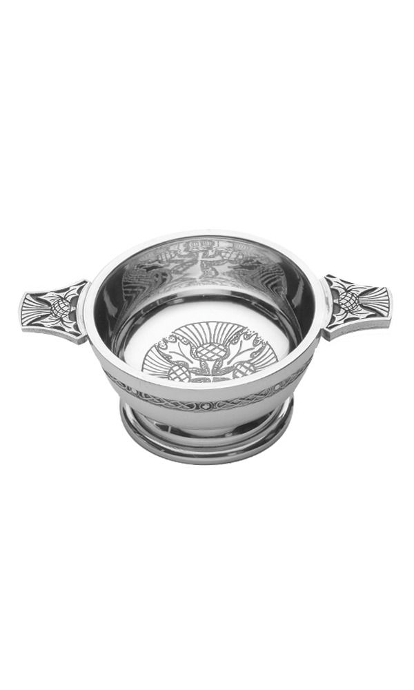 3" Pewter Quaich with Thistle Design