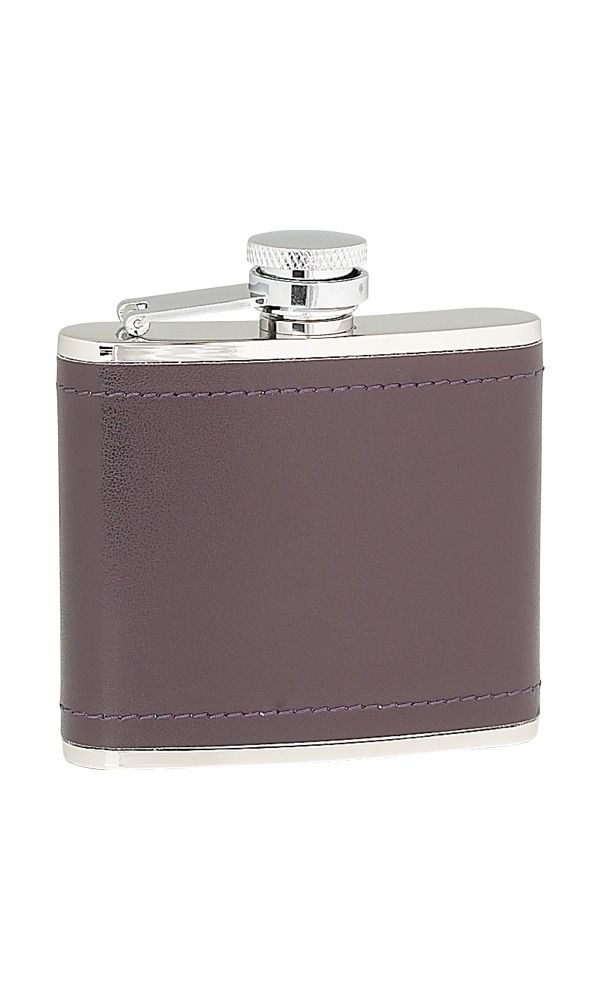 4oz Burgundy Leather And Stainless Steel Flask
