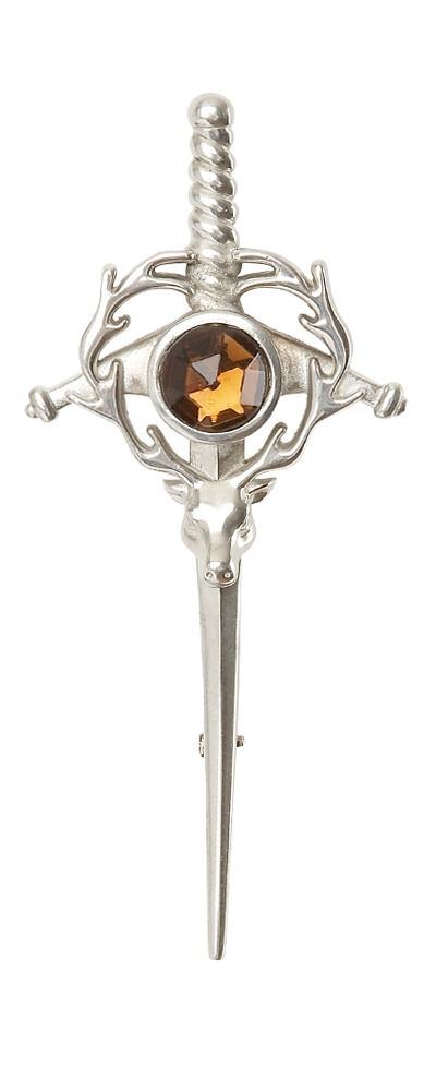 Staghead Kilt Pin With Stone