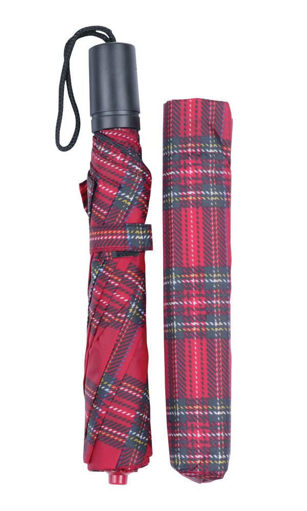 Stewart Muted Blue Tartan Crest Umbrella