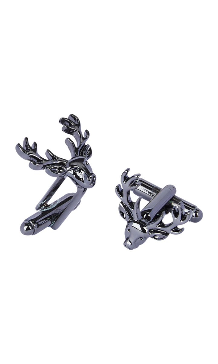 Stag Head Gunmetal Cufflinks 