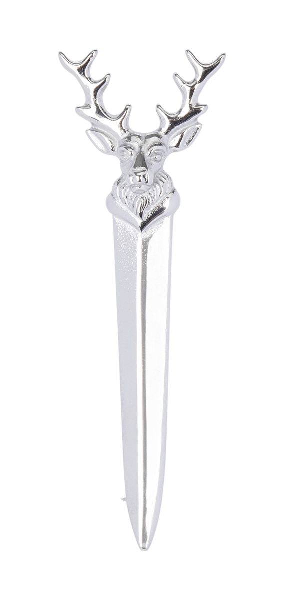 Stag Head Polished Kilt Pin